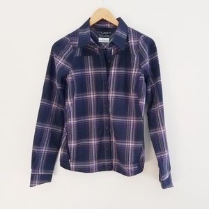 Columbia purple plaid fitted omni-shade button up